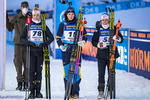 10.12.2021, xkvx, Biathlon IBU World Cup Hochfilzen, Sprint Women, v.l. Ida Lien (Norway), Hanna Oeberg (Sweden), Tiril Eckhoff (Norway) bei der Siegerehrung / at the medal ceremony