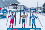 11.12.2021, xljkx, Cross Country FIS World Cup Davos, Men Sprint Final, v.l. Sergey Ustiugov (Russia), Johannes Hoesflot Klaebo (Norway), Richard Jouve (France)  / 