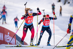 12.12.2021, xkvx, Biathlon IBU World Cup Hochfilzen, Pursuit Women, v.l. Ingrid Landmark Tandrevold (Norway), Vanessa Voigt (Germany) in aktion / in action competes