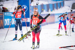 12.12.2021, xkvx, Biathlon IBU World Cup Hochfilzen, Pursuit Women, v.l. Ingrid Landmark Tandrevold (Norway) im Ziel / at the finish