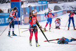 12.12.2021, xkvx, Biathlon IBU World Cup Hochfilzen, Pursuit Women, v.l. Ingrid Landmark Tandrevold (Norway) im Ziel / at the finish