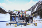 12.12.2021, xmcx, Biathlon IBU Junior Cup Martell, Relay Women, v.l. Team Germany, Italy and Austria  /
