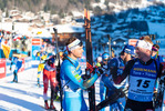19.12.2021, xkvx, Biathlon IBU World Cup Le Grand Bornand, Mass Start Men, v.l. Emilien Jacquelin (France), Sivert Guttorm Bakken (Norway) im Ziel / in the finish