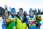 19.12.2021, xlukx, Biathlon IBU Cup Obertilliach, Single Mixed Relay, v.l. v.l. 3. Platz Patrick Braunhofer (ITA), 3. Platz Rebecca Passler (ITA)  / f.l. third placed Patrick Braunhofer of Italy, third placed Rebecca Passler of Italy