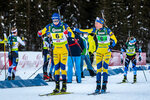 19.12.2021, xlukx, Biathlon IBU Cup Obertilliach, Mixed Relay, v.l. v.l. Oscar Andersson (SWE), Sara Andersson (SWE)  / f.l. Oscar Andersson of Sweden, Sara Andersson of Sweden