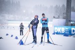 07.01.2022, xkvx, Biathlon IBU World Cup Oberhof, Sprint Women, v.l. Vanessa Voigt (Germany), Salomon Ski Technician Fabian Schoeberl schaut / looks on