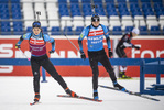 22.01.2022, xkvx, Biathlon IBU World Cup Anterselva, Training Women and Men, v.l. Anais Chevalier-Bouchet (France), Eric Perrot (France) in aktion / in action competes