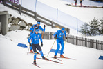 22.01.2022, xkvx, Biathlon IBU World Cup Anterselva, Training Women and Men, v.l. Tommaso Giacomel (Italy), Didier Bionaz (Italy), Dominik Windisch (Italy) in aktion / in action competes