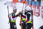 29.01.2022, xsoex, Biathlon IBU Open European Championships Arber, Pursuit Men, v.l. Haavard Gutuboe Bogetveit (Norway), Johannes Dale (Norway), Sverre Dahlen Aspenes (Norway)  / 