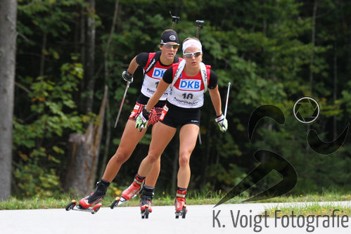 13.09.2015, xkvx, Wintersport, Deutsche Meisterschaft Biathlon 2015, v.l. Anna Siemoneit (SSV Altenberg), Sarah Schaber (TSV Buchenberg)