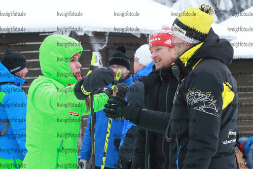 07.01.2017, xkvx, Wintersport, DSV Biathlon Deutschlandpokal Sprint v.l. RIESSLE Lena, BOETTCHER Roman, HAUSWALD Steffen