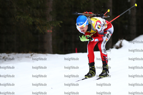 10.12.2017, xkvx, Wintersport, Biathlon IBU Junior Cup - Obertilliach, Sprint v.l. DE RIDDER Tim