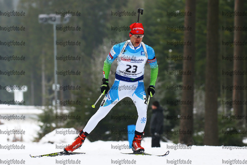 27.01.2018, xkvx, Wintersport, Biathlon IBU Junior Cup - Nove Mesto Na Morave, Sprint v.l. CISAR Alex