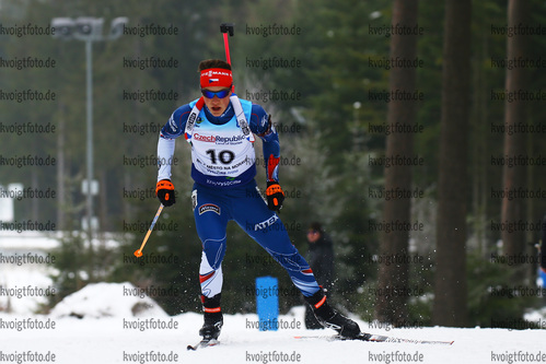 27.01.2018, xkvx, Wintersport, Biathlon IBU Junior Cup - Nove Mesto Na Morave, Sprint v.l. STVRTECKY Jakub