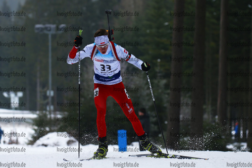 27.01.2018, xkvx, Wintersport, Biathlon IBU Junior Cup - Nove Mesto Na Morave, Sprint v.l. BALECZNY Lukasz
