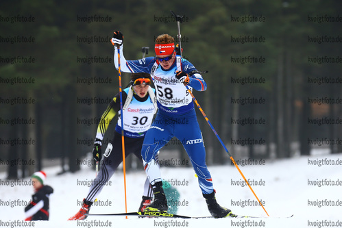 27.01.2018, xkvx, Wintersport, Biathlon IBU Junior Cup - Nove Mesto Na Morave, Sprint v.l. HORNIG Vitezslav