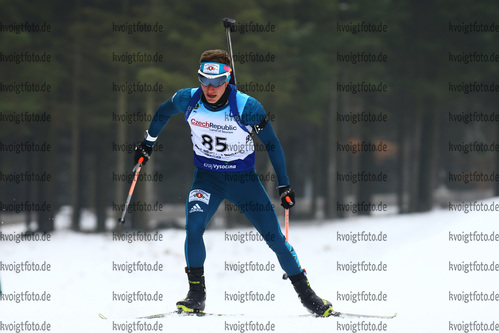 27.01.2018, xkvx, Wintersport, Biathlon IBU Junior Cup - Nove Mesto Na Morave, Sprint v.l. BRYHADYR Ruslan