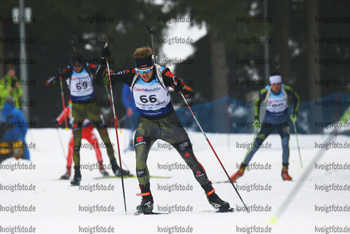 27.01.2018, xkvx, Wintersport, Biathlon IBU Junior Cup - Nove Mesto Na Morave, Sprint v.l. MUELLER Christoph Tobias