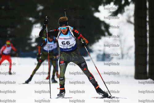 27.01.2018, xkvx, Wintersport, Biathlon IBU Junior Cup - Nove Mesto Na Morave, Sprint v.l. MUELLER Christoph Tobias