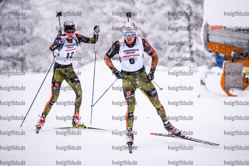 14.01.2019, xkvx, Biathlon, Qualifikationsrennen JWM, Massenstart v.l. MUELLER Christoph