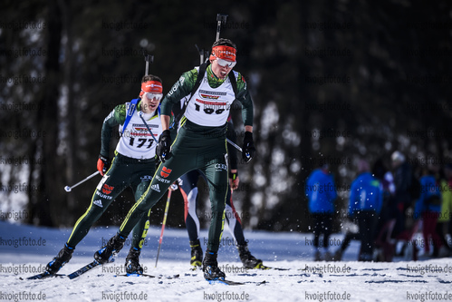 23.02.2019, xkvx, Biathlon, Deutsche Jugendmeisterschaft Kaltenbrunn, Sprint, v.l. LIPOWITZ Florian