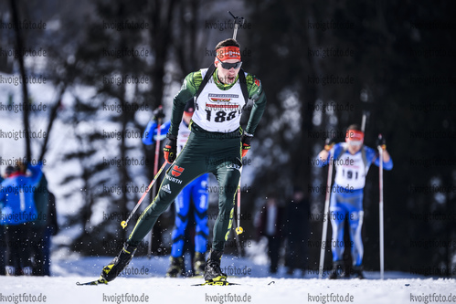 23.02.2019, xkvx, Biathlon, Deutsche Jugendmeisterschaft Kaltenbrunn, Sprint, v.l. WUNDERLE Robin