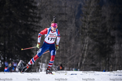 23.02.2019, xkvx, Biathlon, Deutsche Jugendmeisterschaft Kaltenbrunn, Sprint, v.l. MUELLER Konstantin