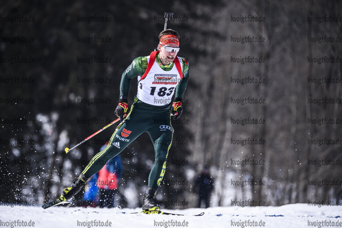 23.02.2019, xkvx, Biathlon, Deutsche Jugendmeisterschaft Kaltenbrunn, Sprint, v.l. BARCHEWITZ Max