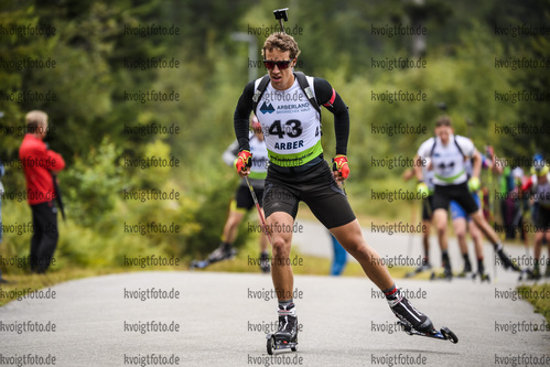 08.09.2019, xkvx, Biathlon, Deutsche Meisterschaften am Arber, Verfolgung Herren, v.l. Simon Kaiser