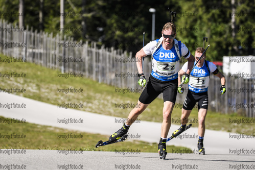 15.09.2019, xkvx, Biathlon, Deutsche Meisterschaften in Ruhpolding, Staffel Herren, v.l. Johannes Kuehn