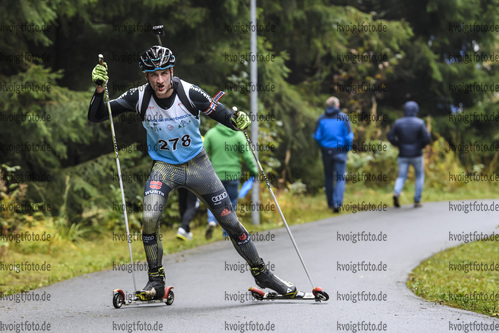 05.10.2019, xkvx, Biathlon, Nordcup 2019, Skiroller Sprint - maennlich, v.l. MENZ Benjamin