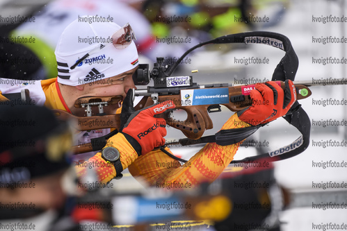 12.12.2019, xkvx, Biathlon IBU Cup Ridnaun, Supersprint Quali Herren, v.l. Justus Strelow (Germany) in aktion am Schiessstand / at the shooting range
