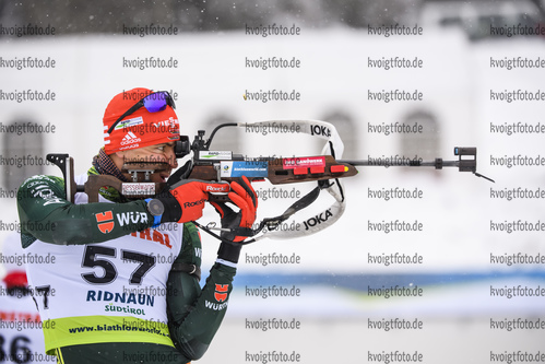 12.12.2019, xkvx, Biathlon IBU Cup Ridnaun, Supersprint Quali Herren, v.l. Philipp Nawrath (Germany) in aktion am Schiessstand / at the shooting range