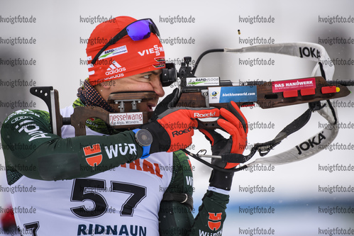 12.12.2019, xkvx, Biathlon IBU Cup Ridnaun, Supersprint Quali Herren, v.l. Philipp Nawrath (Germany) in aktion am Schiessstand / at the shooting range