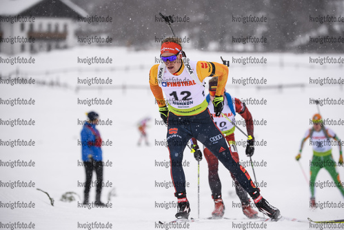 12.12.2019, xkvx, Biathlon IBU Cup Ridnaun, Supersprint Quali Herren, v.l. Roman Rees (Germany) in aktion / in action competes