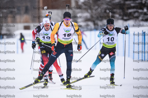 12.12.2019, xkvx, Biathlon IBU Cup Ridnaun, Supersprint Finale Herren, v.l. Lucas Fratzscher (Germany) in aktion / in action competes