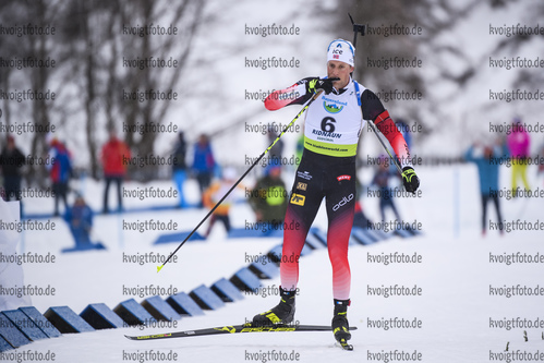 12.12.2019, xkvx, Biathlon IBU Cup Ridnaun, Supersprint Finale Herren, v.l. Lars Helge Birkeland (Norway) gewinnt die Goldmedaille / wins the gold medal