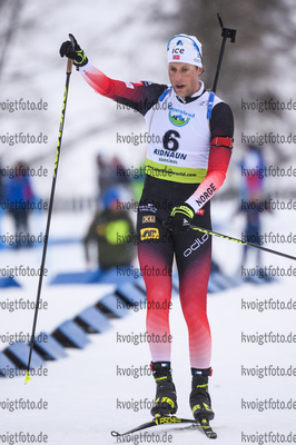 12.12.2019, xkvx, Biathlon IBU Cup Ridnaun, Supersprint Finale Herren, v.l. Lars Helge Birkeland (Norway) gewinnt die Goldmedaille / wins the gold medal