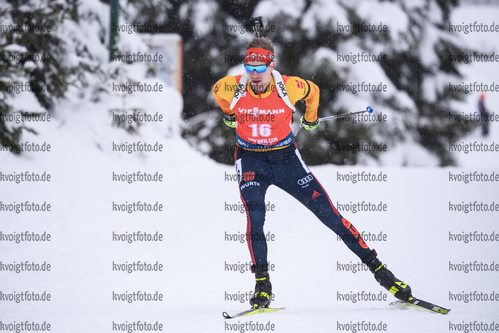 13.12.2019, xkvx, Biathlon IBU Weltcup Hochfilzen, Sprint Herren, v.l. Johannes Kuehn (Germany) in aktion / in action competes