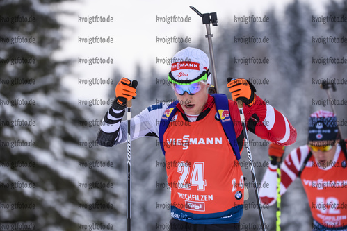 13.12.2019, xkvx, Biathlon IBU Weltcup Hochfilzen, Sprint Herren, v.l. Felix Leitner (Austria) in aktion / in action competes