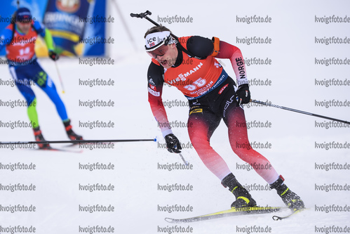 13.12.2019, xkvx, Biathlon IBU Weltcup Hochfilzen, Sprint Herren, v.l. Tarjei Boe (Norway) in aktion / in action competes