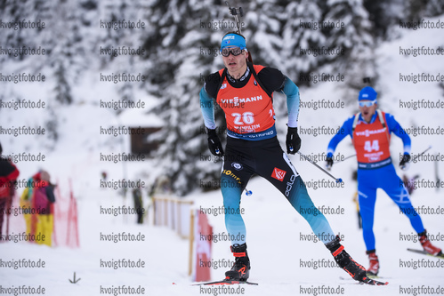 13.12.2019, xkvx, Biathlon IBU Weltcup Hochfilzen, Sprint Herren, v.l. Emilien Jacquelin (France) in aktion / in action competes