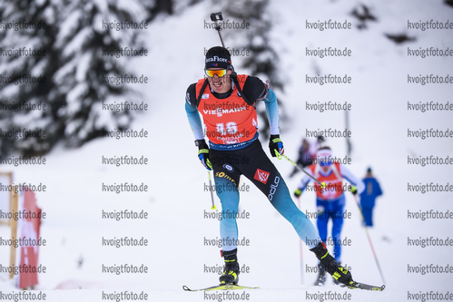 13.12.2019, xkvx, Biathlon IBU Weltcup Hochfilzen, Sprint Herren, v.l. Maillet Quentin Fillon (France) in aktion / in action competes