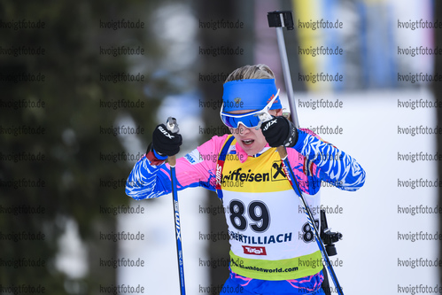 18.12.2019, xkvx, Biathlon IBU Cup Obertilliach, Short Individual Damen, v.l. Ekaterina Glazyrina (Russia) in aktion / in action competes