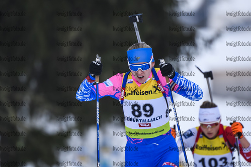 18.12.2019, xkvx, Biathlon IBU Cup Obertilliach, Short Individual Damen, v.l. Ekaterina Glazyrina (Russia) in aktion / in action competes