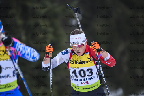 18.12.2019, xkvx, Biathlon IBU Cup Obertilliach, Short Individual Damen, v.l. Anna-Maria Schreder (Austria) in aktion / in action competes