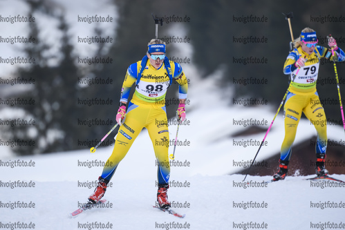 18.12.2019, xkvx, Biathlon IBU Cup Obertilliach, Short Individual Damen, v.l. Amanda Lundstroem (Sweden) in aktion / in action competes