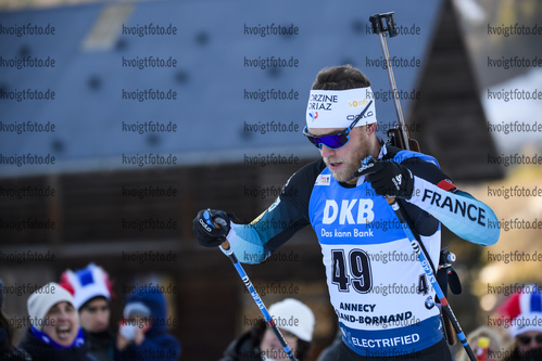 19.12.2019, xkvx, Biathlon IBU Weltcup Le Grand Bornand, Sprint Herren, v.l. Antonin Guigonnat (France) in aktion / in action competes