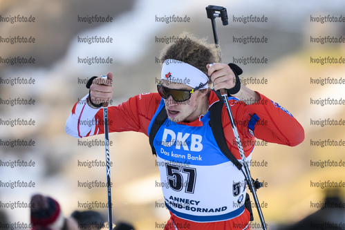 19.12.2019, xkvx, Biathlon IBU Weltcup Le Grand Bornand, Sprint Herren, v.l. Jules Burnotte (Canada) in aktion / in action competes