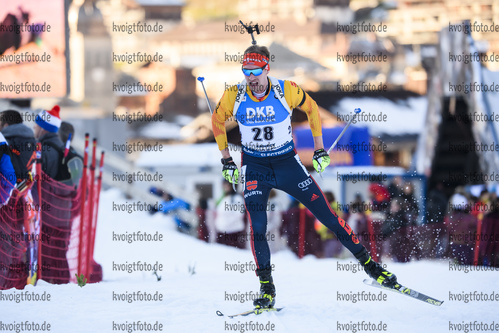 19.12.2019, xkvx, Biathlon IBU Weltcup Le Grand Bornand, Sprint Herren, v.l. Johannes Kuehn (Germany) in aktion / in action competes